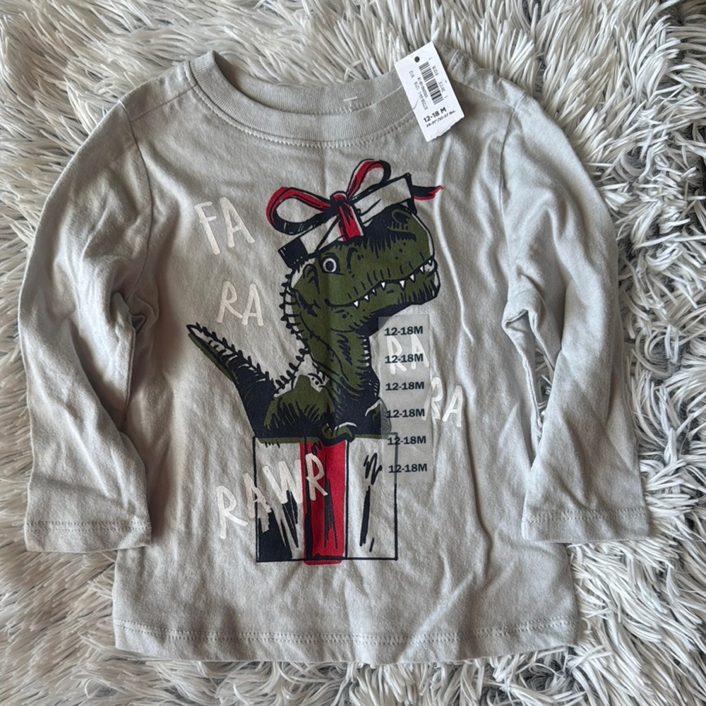 Dinosaur Graphic Kids Shirt - Gray